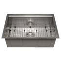ZLINE 27 in. Garmisch Undermount Single Bowl Satin Stainless Steel Kitchen Sink with Bottom Grid and Accessories (SLS-27S)