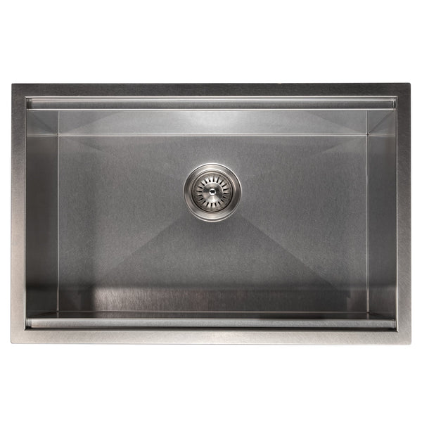 ZLINE 27 in. Garmisch Undermount Single Bowl Satin Stainless Steel Kitchen Sink with Bottom Grid and Accessories (SLS-27S)
