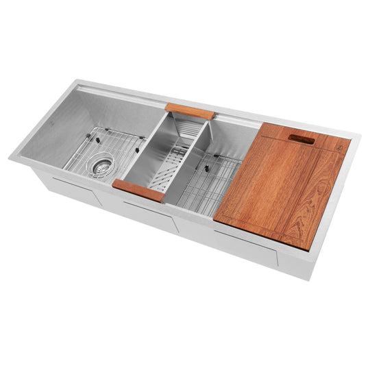 ZLINE 43 in. Garmisch Undermount Single Bowl Satin Stainless Steel Kitchen Sink with Bottom Grid and Accessories (SLS-43S)