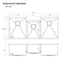 ZLINE 45 in. Breckenridge Undermount Triple Bowl Satin Stainless Steel Kitchen Sink with Bottom Grid (SLT-45S)