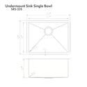 ZLINE 23 in. Meribel Undermount Single Bowl Satin Stainless Steel Kitchen Sink with Bottom Grid (SRS-23S)