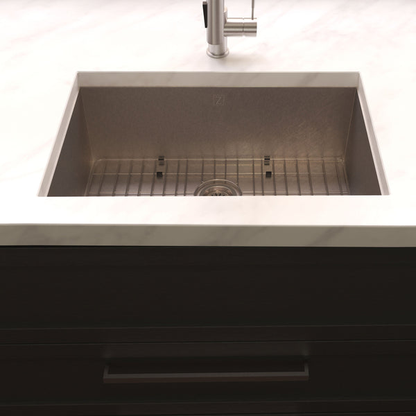 ZLINE 23 in. Meribel Undermount Single Bowl Satin Stainless Steel Kitchen Sink with Bottom Grid (SRS-23S)