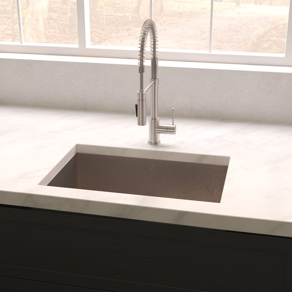 ZLINE 23 in. Meribel Undermount Single Bowl Satin Stainless Steel Kitchen Sink with Bottom Grid (SRS-23S)