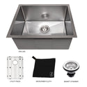 ZLINE 23 in. Meribel Undermount Single Bowl Satin Stainless Steel Kitchen Sink with Bottom Grid (SRS-23S)