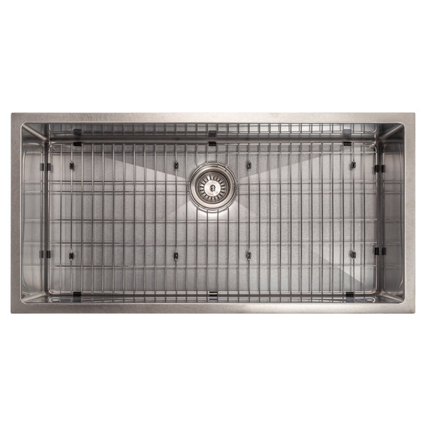 ZLINE 36 in. Meribel Undermount Single Bowl Satin Stainless Steel Kitchen Sink with Bottom Grid (SRS-36S)