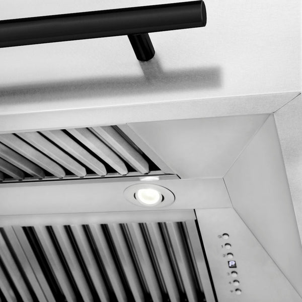 ZLINE Autograph Edition 30" Fingerprint Resistant Stainless Steel Range Hood with Matte Black Handle (8654SNZ-30-MB)