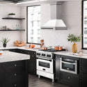 ZLINE Autograph Edition 30" Fingerprint Resistant Stainless Steel Range Hood with White Matte Shell and Matte Black Handle (8654SNZ-WM30-MB)