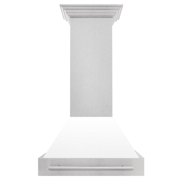 ZLINE 30" Fingerprint Resistant Stainless Steel Range Hood with White Matte Shell (8654SNX-WM30)