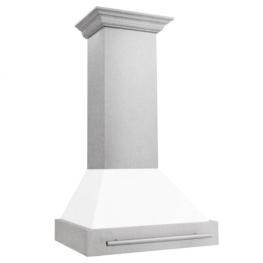 ZLINE 30" Fingerprint Resistant Stainless Steel Range Hood with White Matte Shell (8654SNX-WM30)
