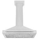 ZLINE 36 in. Autograph Edition Convertible Fingerprint Resistant Satin Stainless Steel Range Hood with White Matte Shell and Matte Black Handle (KB4SNZ-WM36-MB)