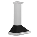 ZLINE 36 in. Convertible Fingerprint Resistant Satin Stainless Steel Range Hood with Black Matte Shell and Stainless Steel Handle (KB4SNX-BLM-36)