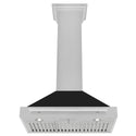 ZLINE 36 in. Convertible Fingerprint Resistant Satin Stainless Steel Range Hood with Black Matte Shell and Stainless Steel Handle (KB4SNX-BLM-36)