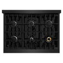 ZLINE 36 in. 5.2 cu. ft. Select Dual Fuel Range with 6 Burner Gas Cooktop and Electric Convection Oven in Black Stainless Steel (HDRB-36)