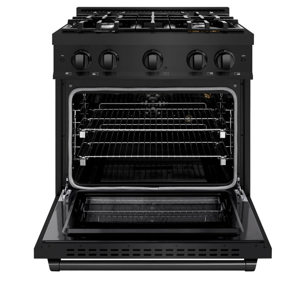 ZLINE 30 in. 4.2 cu. ft. Select Gas Range with 4 Burner Cooktop and Convection Gas Oven in Black Stainless Steel (HGRB-30)