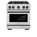 ZLINE Autograph Edition 30 in. 4.2 cu. ft. Select Dual Fuel Range with 4 Burner Gas Cooktop and Electric Convection Oven in DuraSnow® Stainless Steel with Matte Black Accents (HDRSZ-30-MB)