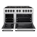 ZLINE Autograph Edition 48 in. 6.7 cu. ft. Select Double Oven Dual Fuel Range with 8 Burner Gas Cooktop in DuraSnow® Stainless Steel with White Matte Doors and Matte Black Accents (HDRSZ-WM-48-MB)
