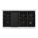 ZLINE Autograph Edition 48 in. 6.7 cu. ft. Select Double Oven Dual Fuel Range with 8 Burner Gas Cooktop in DuraSnow® Stainless Steel with White Matte Doors and Matte Black Accents (HDRSZ-WM-48-MB)