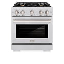 ZLINE 30 in. 4.2 cu. ft. Select Dual Fuel Range with Gas Cooktop and Electric Convection Oven in Satin Stainless Steel with 4 Brass Burners (HDRS-BR-30)
