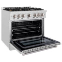 ZLINE 36 in. 5.2 cu. ft. Select Dual Fuel Range with Gas Cooktop and Electric Convection Oven in Satin Stainless Steel with 6 Brass Burners (HDRS-BR-36)
