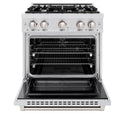 ZLINE 30 in. 4.2 cu. ft. Select Dual Fuel Range with 4 Burner Gas Cooktop and Electric Convection Oven in Satin Stainless Steel (HDRS-30)