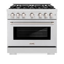 ZLINE 36 in. 5.2 cu. ft. Select Dual Fuel Range with 6 Burner Gas Cooktop and Electric Convection Oven in Satin Stainless Steel (HDRS-36)