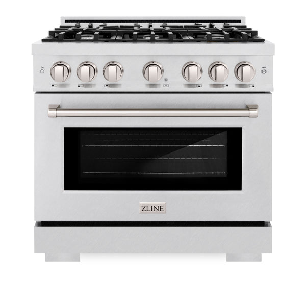 ZLINE 36 in. 5.2 cu. ft. Select Dual Fuel Range with 6 Burner Gas Cooktop and Electric Convection Oven in Satin Stainless Steel (HDRS-36)
