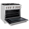 ZLINE 36 in. 5.2 cu. ft. Select Dual Fuel Range with 6 Burner Gas Cooktop and Electric Convection Oven in Satin Stainless Steel (HDRS-36)