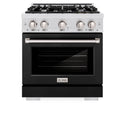 ZLINE 36 in. 5.2 cu. ft. Select Gas Range with 6 Burner Cooktop and Convection Gas Oven in Satin Stainless Steel with Black Matte Door (HGRS-BLM-36)