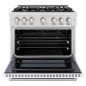 ZLINE 36 in. 5.2 cu. ft. Select Gas Range with 6 Burner Cooktop and Convection Gas Oven in Satin Stainless Steel with White Matte Door (HGRS-WM-36)