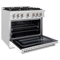 ZLINE 36 in. 5.2 cu. ft. Select Gas Range with 6 Burner Cooktop and Convection Gas Oven in Satin Stainless Steel with White Matte Door (HGRS-WM-36)