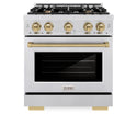 ZLINE Autograph Edition 30 in. 4.2 cu. ft. Select Gas Range with 4 Burner Cooktop and Convection Gas Oven in Satin Stainless Steel and Champagne Bronze Accents (HGRSZ-30-CB)