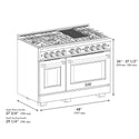 ZLINE Autograph Edition 48 in. 6.7 cu. ft. Select Double Oven Gas Range with 8 Burner Cooktop in Satin Stainless Steel with White Matte Doors and Matte Black Accents (HGRSZ-WM-48-MB)
