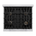 ZLINE Autograph Edition 30 in. 4.2 cu. ft. Select Dual Fuel Range with 4 Burner Gas Cooktop and Electric Convection Oven in Stainless Steel with Matte Black Accents (HDRZ-30-MB)