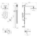 ZLINE Bliss Rainfall Shower System with 16 in. Oversized Shower Head in Brushed Nickel (BLS-SHS16-BN) dimensional diagram.