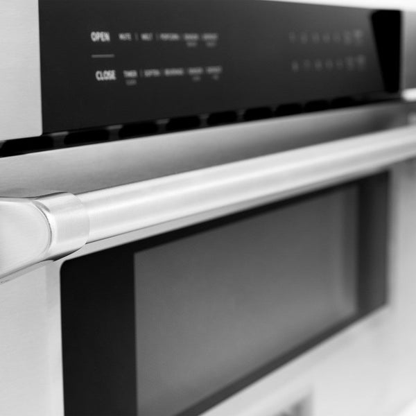 ZLINE 30 in. 1.2 cu. ft. Stainless Steel Built-In Microwave Drawer (MWD-30) close-up handle.