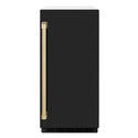 ZLINE Autograph Edition 15 in. Touchstone Clear Cube Ice Maker with Drain Pump and Black Matte Door with Champagne Bronze Handle (ICCDZ-BLM-15-CB)