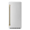 ZLINE Autograph Edition 15 in. Touchstone Clear Cube Ice Maker with Drain Pump and Solid Stainless Steel Door with Champagne Bronze Helix Handle (ICCDZ-ST-15-KCB)