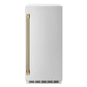 ZLINE Autograph Edition 15 in. Touchstone Clear Cube Ice Maker with Drain Pump and Solid Stainless Steel Door with Polished Gold Helix Handle (ICCDZ-ST-15-KG)