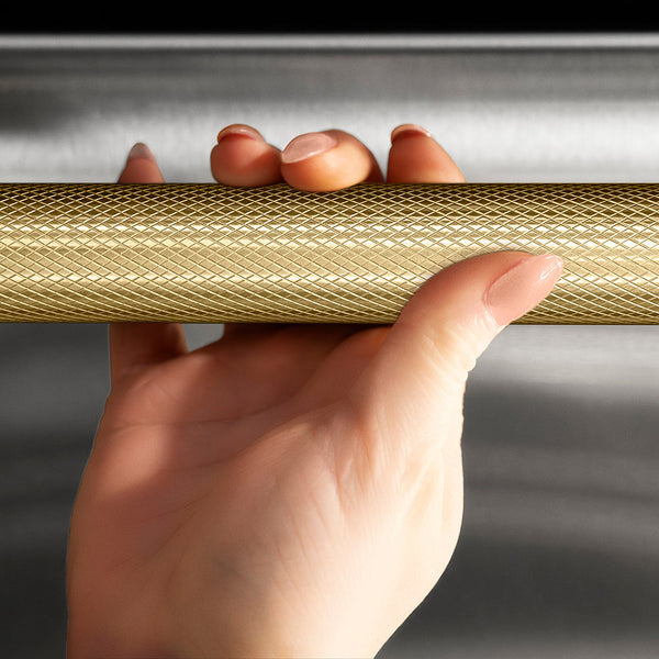 ZLINE Autograph Edition 24 in. Monument Series 3rd Rack Top Touch Control Tall Tub Dishwasher in Stainless Steel with Champagne Bronze Helix Handle, 45dBa (DWMTZ-30424-KCB)