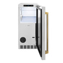 ZLINE Autograph Edition 15 in. Touchstone Gourmet Ice Maker with Drain Pump and Solid Stainless Steel Door with Polished Gold Helix Handle (IGMDZ-ST-15-KG)