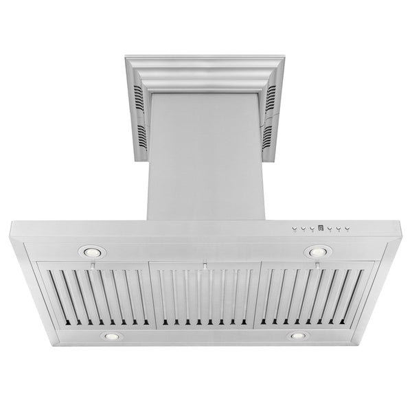 ZLINE Island Mount Range Hood in Stainless Steel with Built-in ZLINE CrownSound Bluetooth Speakers (GL2iCRN-BT)-Range Hoods- ZLINE Kitchen and Bath
