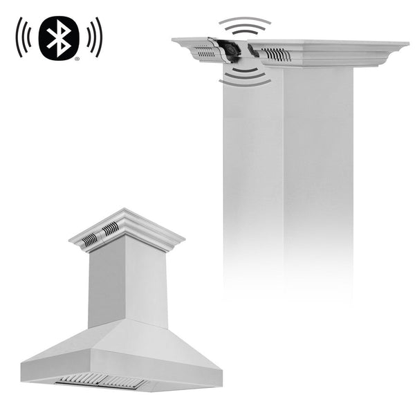 ZLINE Professional Island Mount Range Hood in Stainless Steel with Built-in ZLINE CrownSound Bluetooth Speakers (597iCRN-BT)-Range Hoods- ZLINE Kitchen and Bath