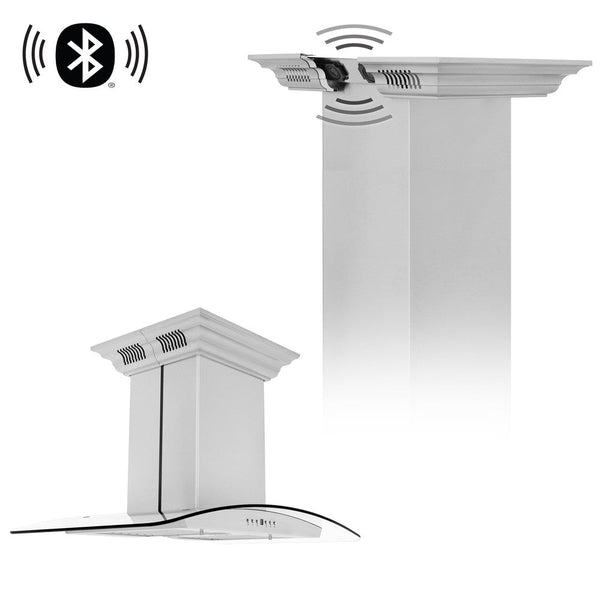 ZLINE Island Mount Range Hood in Stainless Steel with Built-in ZLINE CrownSound Bluetooth Speakers (GL5iCRN-BT)-Range Hoods- ZLINE Kitchen and Bath