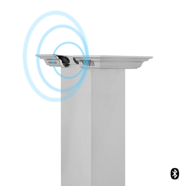 The Range Hood Store, ZLINE Island Mount Range Hood in Stainless Steel with Built-in CrownSound® Bluetooth Speakers (KE2iCRN-BT), KE2iCRN-BT-30,