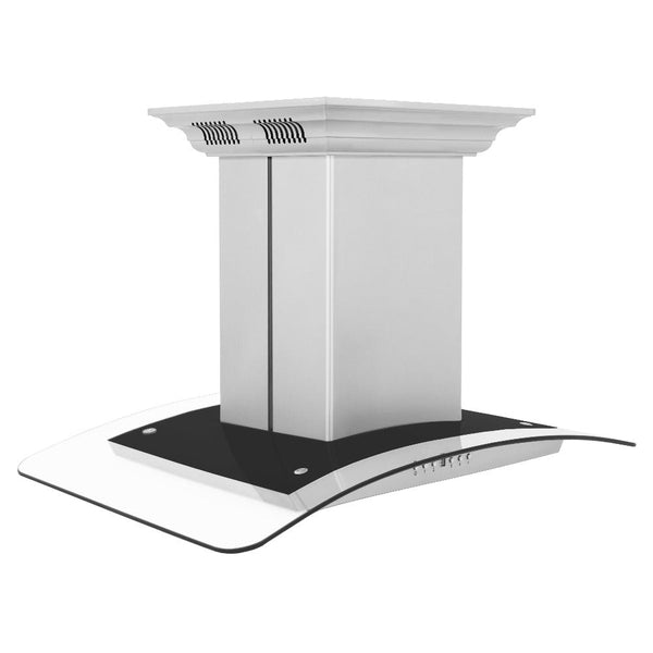 ZLINE Island Mount Range Hood in Stainless Steel with Built-in ZLINE CrownSound Bluetooth Speakers (GL5iCRN-BT) side