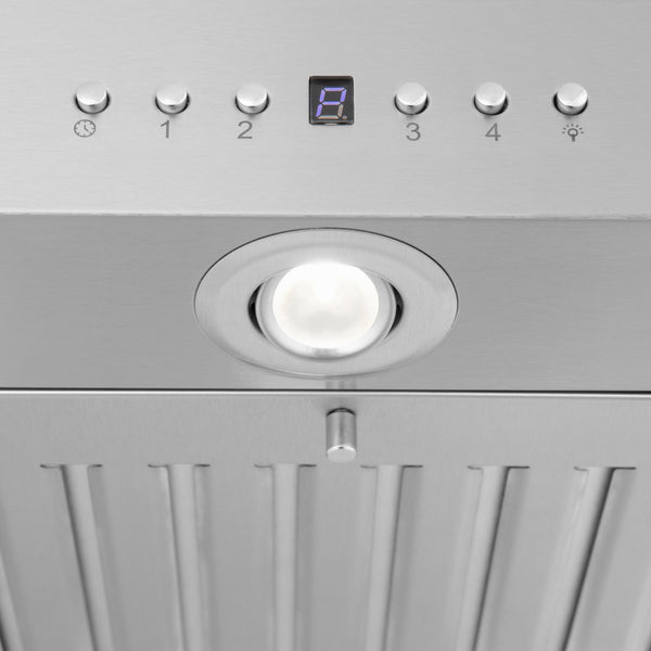 36" ZLINE CrownSound™Ducted Vent Island Mount Range Hood in Stainless Steel with Built-in Bluetooth Speakers (KE2iCRN-BT-36)