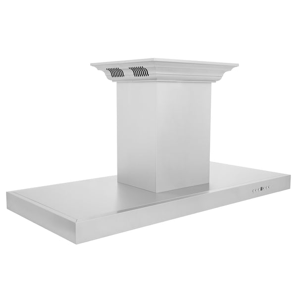ZLINE Island Mount Range Hood in Stainless Steel with Built-in ZLINE CrownSound Bluetooth Speakers (KE2iCRN-BT) side