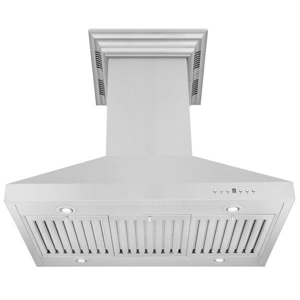 ZLINE Island Mount Range Hood in Stainless Steel with Built-in ZLINE CrownSound Bluetooth Speakers (KL3iCRN-BT)-Range Hoods- ZLINE Kitchen and Bath