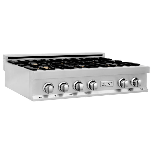 ZLINE 36 in. Legacy Gas Rangetop with 6 Brass Burners and Porcelain Cooktop in Stainless Steel (RT-BR-36)