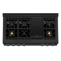 ZLINE 48 in. Legacy Gas Rangetop with 6 Brass Burners and Porcelain Cooktop in Black Stainless Steel (RTB-BR-48)